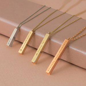 <span class=keywords><strong>Collier</strong></span> commémoratif en <span class=keywords><strong>argent</strong></span> pur S925 <span class=keywords><strong>avec</strong></span> <span class=keywords><strong>gravure</strong></span> personnalisée, barre verticale, plaqué or 18 carats, bijoux classiques de mariage et de fiançailles - Product Image 4