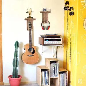 Soporte de pared para guitarra de madera maciza con estante para exhibir ukelele y erhu, duradero, color retro, montado en la pared - Product Image 3