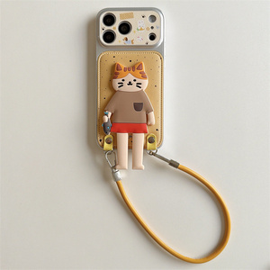 เคสโทรศัพท์หนังน่ารักลายลูกสุนัขพร้อมสายคล้องมือสำหรับ iPhone 17 16 15 14 Pro Max  พร้อมตุ๊กตาแมว ที่วางโทรศัพท์ แหวน และที่จับรูปนกฮูก - Product Image 6