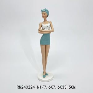 レジンビーチ女性女性女の子置物入浴美立っている像女性バーレスクヌーボースタイルNostalgique - Product Image 5