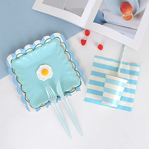 Assiettes en papier de couleur <span class=keywords><strong>pastel</strong></span>, carrées, compostables, taille dîner, jetables pour anniversaire, mariage, fête - Product Image 3