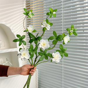 Fleur d'azalée artificielle Muyu Chronicles, branche unique, fleur en soie blanche pour la décoration de la maison - Product Image 1