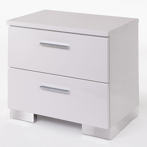 White 2-<b>Drawer</b> Nightstand Chrome Accents Modern <b>Storage</b> <b>Drawer</b> Unit - Product Image 4