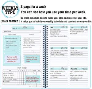 <span class=keywords><strong>Agenda</strong></span> semanal sin fecha A5, cuaderno de encuadernación en espiral, planificador azul y rosa - Product Image 2