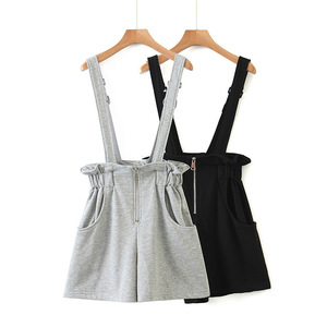 Shorts taille haute pour femmes grandes tailles avec poches en coton noir N7776 - Product Image 2