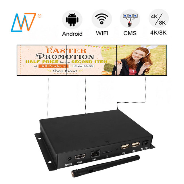 Commercial Metal Case CMS Smart Wifi Network 4k Digital Signage TV Advertising Android Media Player Box