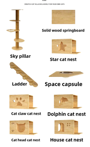 Vente en gros de villa pour chat en bois massif, château robuste pour chat avec poteaux à gratter, hamac, maison de jeu multifonction pour chat, meubles pour animaux de compagnie d'intérieur - Product Image 4