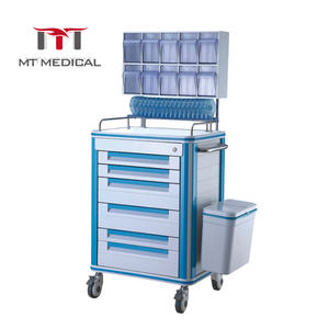 HOCHEY 의료 편리한 병원 가구 의료 스테인레스 스틸 5 서랍 스틸 ABS 플라스틱 클리닉 마취 트롤리 - Product Image 1