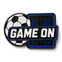 En gros, Pin's en émail souple et métal pour le football, avec slogans sportifs, motifs 'SHOOT', 'GAME', 'PLAY HARD', badges de revers, cadeaux d'équipe, pin's de football personnalisés