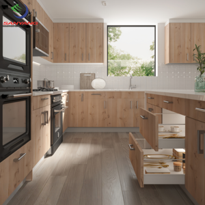 Meubles de <span class=keywords><strong>cuisine</strong></span> complets sur mesure de petite taille, design moderne minimaliste européen, armoires en mélamine en forme de U avec évier - Product Image 4