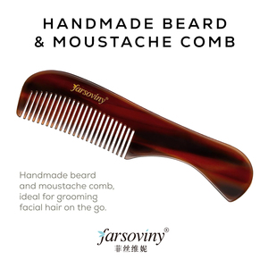 Pettine Tascabile in Acetato di Cellulosa a Denti Fini per Barba e Baffi, Formato da Viaggio per la Cura dei Peli del Viso e della Barba - Product Image 2