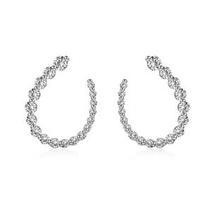 Boucles d'oreilles clous Dylam luxueuses en argent S925 avec zircone cubique 5A, forme géométrique en U, pour un look quotidien élégant - Product Image 1