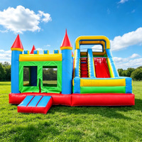 Château gonflable commercial avec toboggan pour enfants, idéal pour parcs d'attractions extérieurs, à vendre