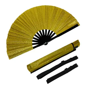 customized 13 inch large rave clack bamboo event party Shiny folding fan