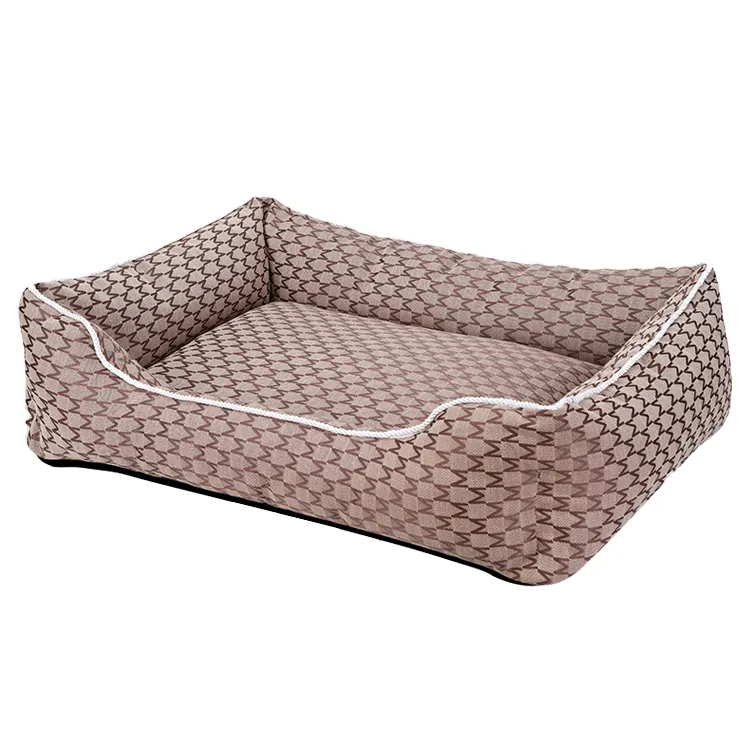 Cama de algodón suave para mascotas, nido de perro cuadricóptero de estilo a cuadros, cómoda, color negro, marrón y rosa, venta al por mayor