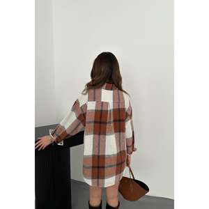 Camisa de Franela a Cuadros para Mujer, Estilo Casual, con Botones, Manga Larga, para Uso Diario - Product Image 5