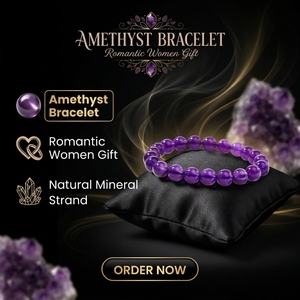 Bracelet en perles d'améthyste naturelle de qualité supérieure 8A JD GEMS, quartz fantôme <span class=keywords><strong>violet</strong></span> rutilé naturel, fabriqué en Chine - Product Image 2
