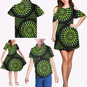Vrouw Zomer Jurk Afrikaanse Stip Groen Patroon Familie Bijpassende T-shirt Voor Mannen Fashion Kids Zomer Kleding 2021 jongens Shirt - Product Image 1