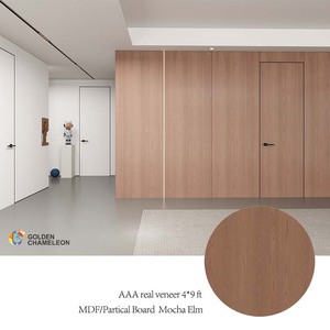 แผ่นผนังไม้วีเนียร์หรูหรา 0.3 มม. 0.4 มม. ไม้อัดวีเนียร์โอ๊คเอล์มสีเข้ม 5 มม. ตู้ขนาด 1 นิ้ว แผงประตูขนาด 3/4 นิ้ว สำหรับห้องครัว E0 - Product Image 2