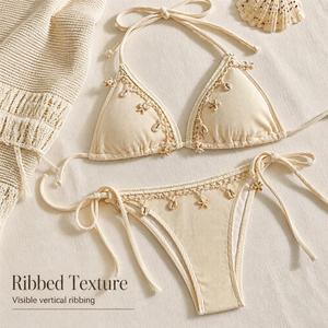 Bas de bikini côtelé personnalisé pour femme, maillot de bain pour les vacances à la plage ou en station balnéaire - Product Image 3