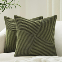 Housse de coussin décorative bohème en velours côtelé, motif moulin à vent de Noël rayé, carrée