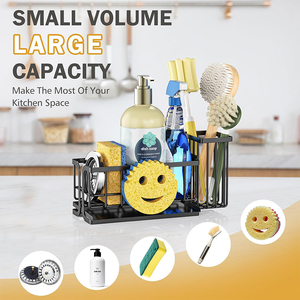 Organisateur de comptoir d'évier de <span class=keywords><strong>cuisine</strong></span> en acier inoxydable avec porte-savon, porte-éponge et porte-brosse haute - Product Image 2