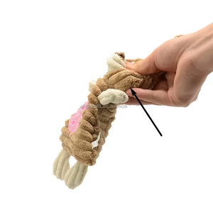 Corduroy Factory Wholesale Durable Cute Eco Friendly Luxury <b>Squeaky</b> Cute Rabbit Hippopotamus Plush Dog Chew Toy - Product Image 3