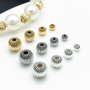 Entretoises de perles citrouille or et argent 8 mm, accessoires de bijoux DIY, forme ronde pour projets créatifs - Product Image 4