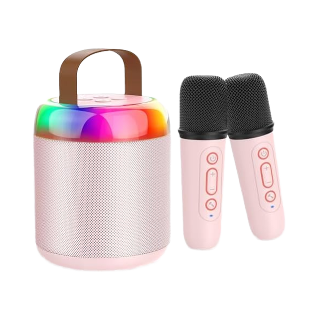 Portable Mini Karaoke Machine LED Lights 2 Wireless Microphones BT 5.3 Speaker Perfect Android Karaoke Gifts for Kids Boys Girls