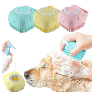 Pet Shampoo spazzola da bagno lenitivo massaggio pettine in gomma con manico ad anello regolabile per cani e gatti lunghi a pelo corto - Product Image 1