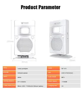 Portátil loja de superfície entrada e saída sensor de movimento transmissão de voz sensor de tocador de voz campainha