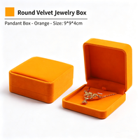 Boîte à bijoux en velours orange à coins arrondis, vente en gros, logo personnalisé, petite quantité acceptée pour bagues, boucles d'oreilles, colliers, bracelets