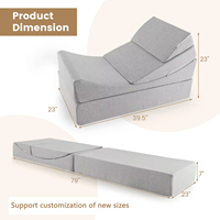 Nouveau design, combinaison aléatoire, canapé-lit modulaire convertible 4-en-1, fauteuil-lit futon pliant, chaise simple grise