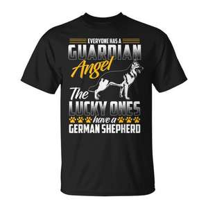 German Shepherd T-Shirt <b>Guardian</b> <b>Angel</b> Dog Lover <b>Gift</b> Black Medium - Product Image 1