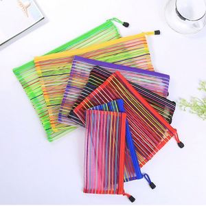 Wholesale Colorful PVC <b>File</b> Bag Transparent Mesh Zipper Pouch Pencil Organizer Case A6 Document Bag Zipper <b>File</b> Bag Office <b>Files</b> - Product Image 1