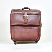 Acheter Chariot à bagages en cuir véritable marron avec poignée réglable Produit tendance fabriqué en usine OEM taille personnalisée disponible