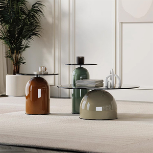 Set di <span class=keywords><strong>Tavolini</strong></span> da Caffè <span class=keywords><strong>in</strong></span> <span class=keywords><strong>Vetro</strong></span> Crema Minimalista, Arredamento Moderno <span class=keywords><strong>per</strong></span> <span class=keywords><strong>Soggiorno</strong></span>, Tavolino da Tè <span class=keywords><strong>per</strong></span> Piccoli Appartamenti - Product Image 6