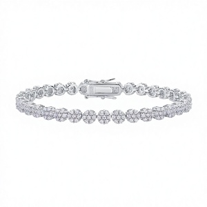 Bracelet tennis DE Cluster Moissanite plaqué rhodium en forme de fleur, argent 925 - Product Image 4