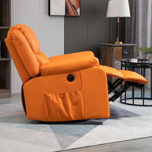 Fauteuil moderne modulaire une place en cuir PU avec accoudoirs rembourrés, dossier ouvert, structure métallique et inclinaison télécommandée - Product Image 3