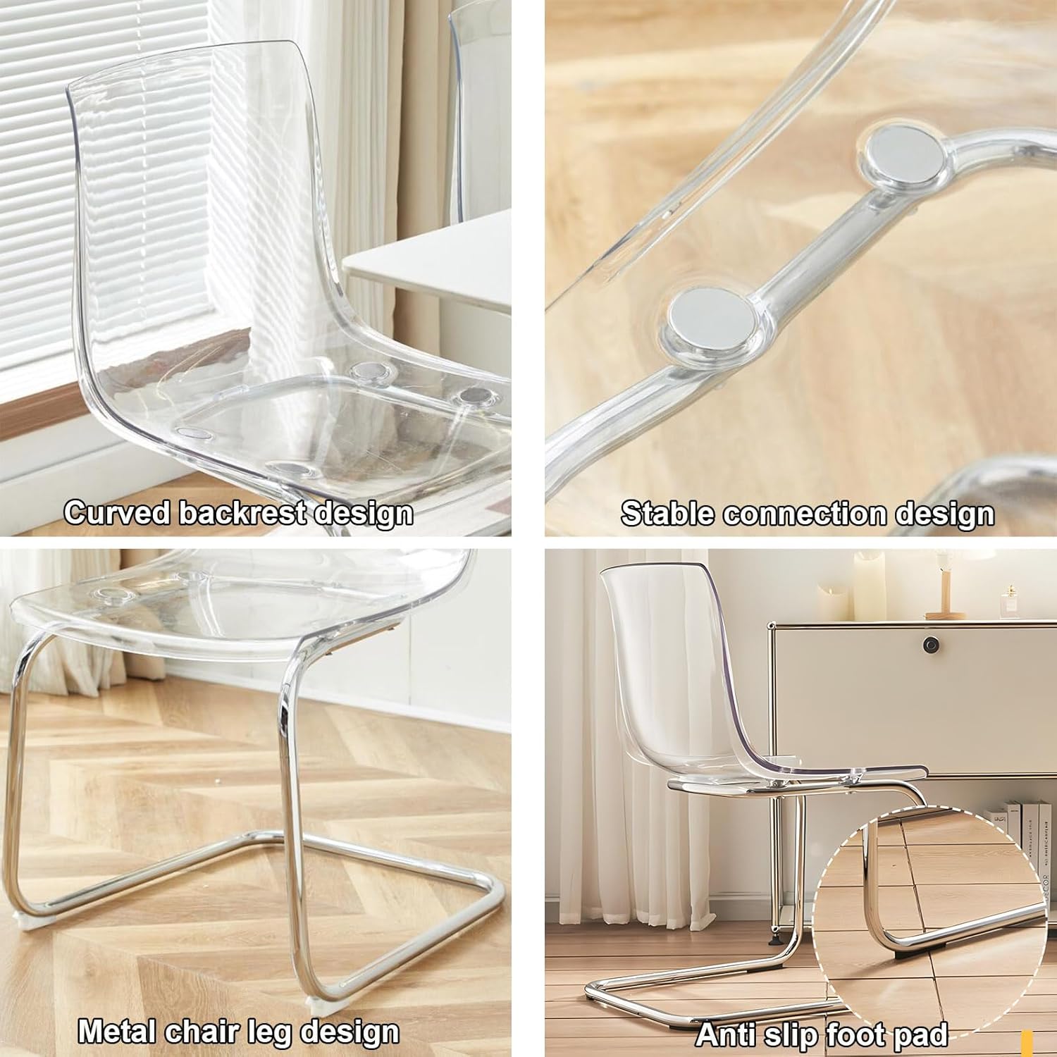 fancy plastic kichen chairs with metal legs