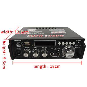 เครื่องขยายเสียงบลูทูธขนาดเล็ก OEM รุ่น AV298 แบบสองช่องสัญญาณ พร้อมช่องเสียบ USB และ TF Card ควบคุมด้วยรีโมท สำหรับระบบเสียงภายในบ้าน - Product Image 2