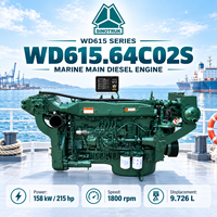 Moteur diesel marin à injection directe SINOTRUK WD615 Série WD615.64C02S 158 kW 215 CV 1800 tr/min pour propulsion de bateaux