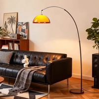 Lampe sur pied moderne avec abat-jour en dôme ambré, lampe sur pied suspendue pour salon, canapé, lecture, décoration intérieure