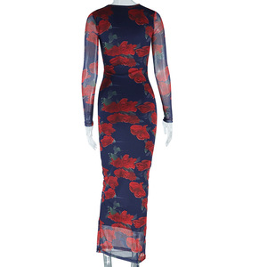 Abito Stile Principessa con Maniche Lunghe e Vita Segnata, Gonna Corta Autunnale Rossa, Pullover Elegante per il Lavoro - Product Image 6