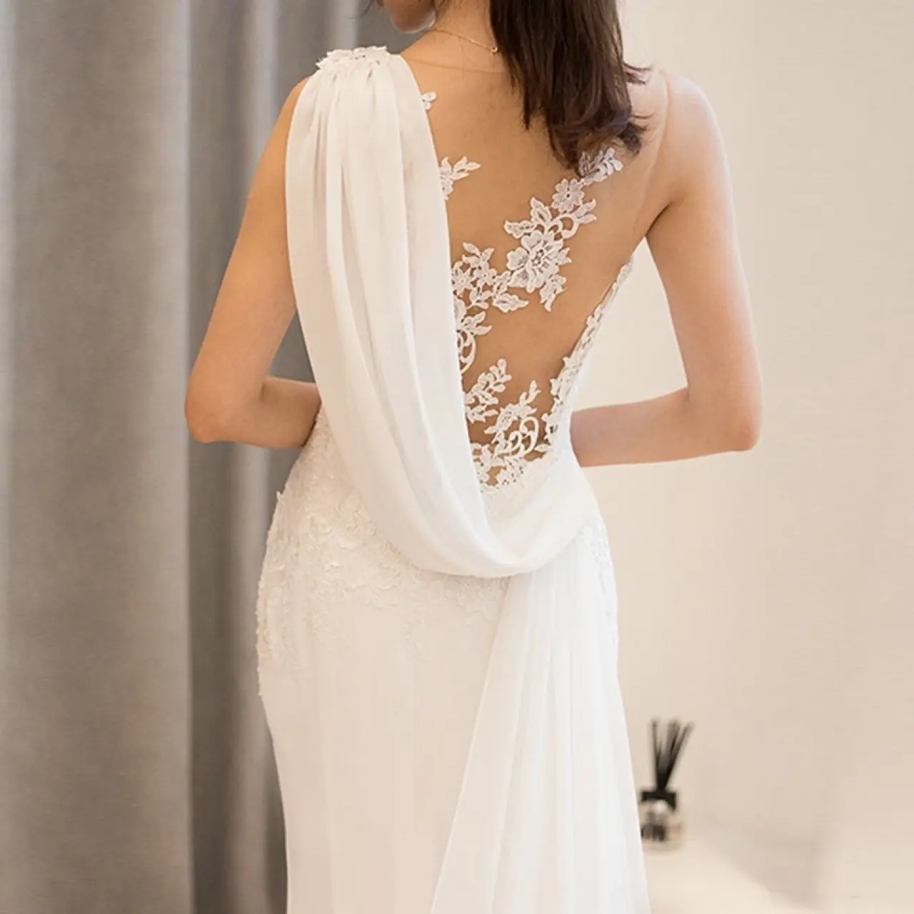 2022 신부 Vestido 드 Noiva 화이트 Backless 레이스 인어 볼 가운 웨딩 드레스