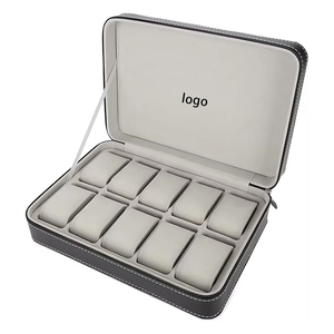 Caja de almacenamiento para relojes, organizador portátil con cremallera, estuche de exhibición de viaje, 6, 10, 12 compartimentos - Product Image 1