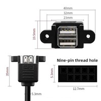 Kabel Ekstensi Riser Motherboard USB Ganda 9-pin dengan Konduktor Tembaga dan Braket Tipe 20 USB Berlapis Ganda