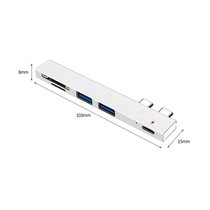 Doonjiey Dual Type C Adapter Dock with <span class=keywords><strong>USB</strong></span> mobile charger hub SD/TF Slot For PC for <span class=keywords><strong>Macbook</strong></span> Pro 13 15 <span class=keywords><strong>Air</strong></span> Mi Pro#T2 - Product Image 4