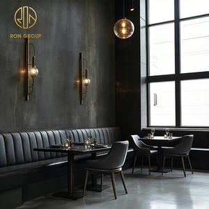 Ensemble de mobilier industriel en cuir noir facile à nettoyer pour restaurant de restauration rapide, <span class=keywords><strong>table</strong></span> et chaises, banquette et bancs de coin - Product Image 6