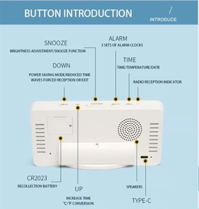 Horloge de table de chevet avec miroir LED, alarme, affichage numérique, calendrier, température, cadeau promotionnel, grand écran LED, horloge de bureau pour chambre à coucher - Product Image 5